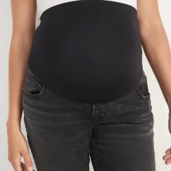 Old Navy Maternity Full-Panel Black-Wash Boyfriend Jeans Size 12 PETITE - Picture 7 of 8